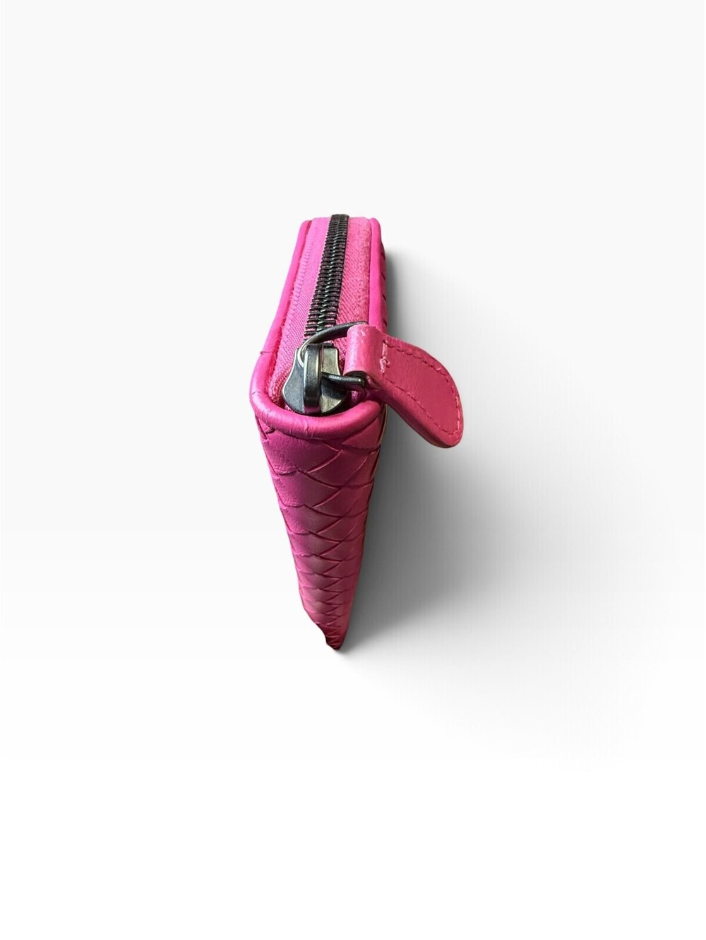 Bottega Veneta Intrecciato Fuchsia Pink Leather Zip Around Wallet Box Dust Bag - Picture 11 of 12